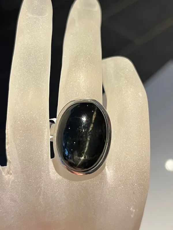 Bague Diopside étoilée - Réglable - Argent 925