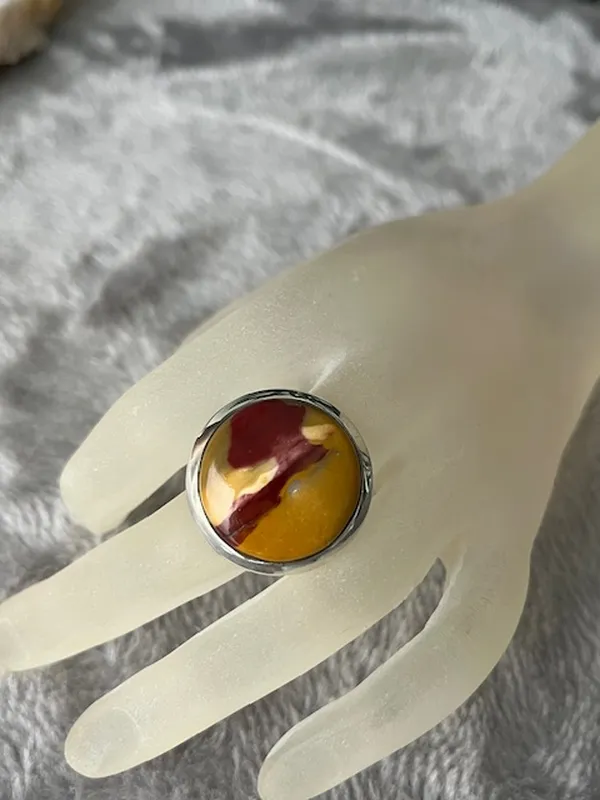 Bague Jaspe Mokaïte en Argent 925 - Réglable – Image 2