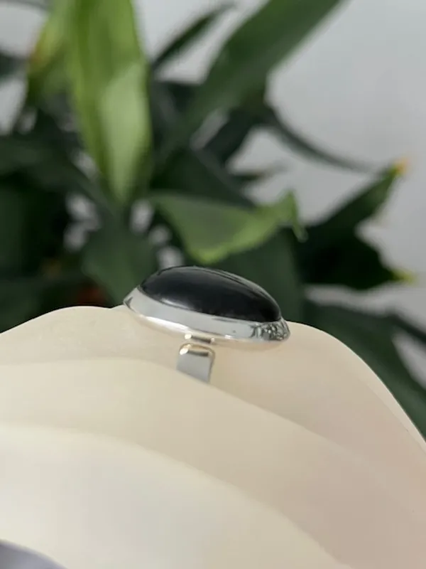 Bague Obsidienne Dorée - Réglable - Argent 925 – Image 2