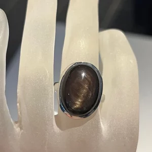 Bague Obsidienne Manta Huichol-  Réglable - Argent 925