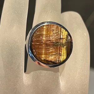 Bague Oeil de tigre brute - Réglable - Argent 925