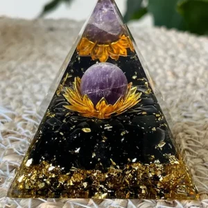 ORGONITE Obsidienne -Améthyste - Fleur de Lotus