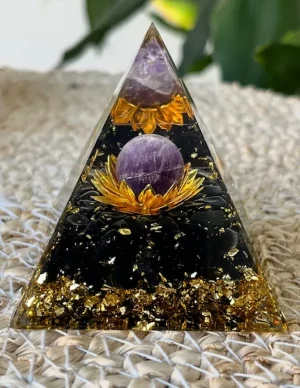 ORGONITE Obsidienne -Améthyste - Fleur de Lotus