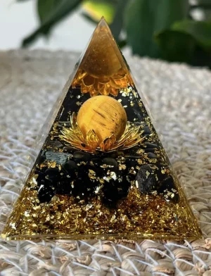 ORGONITE Obsidienne - Oeil de Tigre Fleur de Lotus
