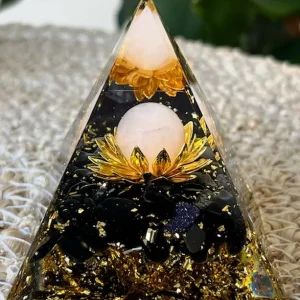 ORGONITE Obsidienne - Quartz Rose - Fleur de Lotus