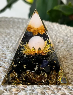 ORGONITE Obsidienne - Quartz Rose - Fleur de Lotus