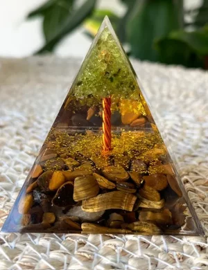 ORGONITE Oeil de Tigre - Péridot - Arbre de Vie