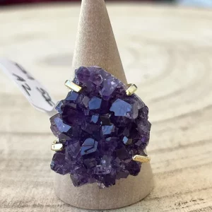 Bague Améthyste Drusy Réglable E1