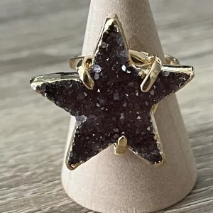 Bague Améthyste Etoile Réglable H1